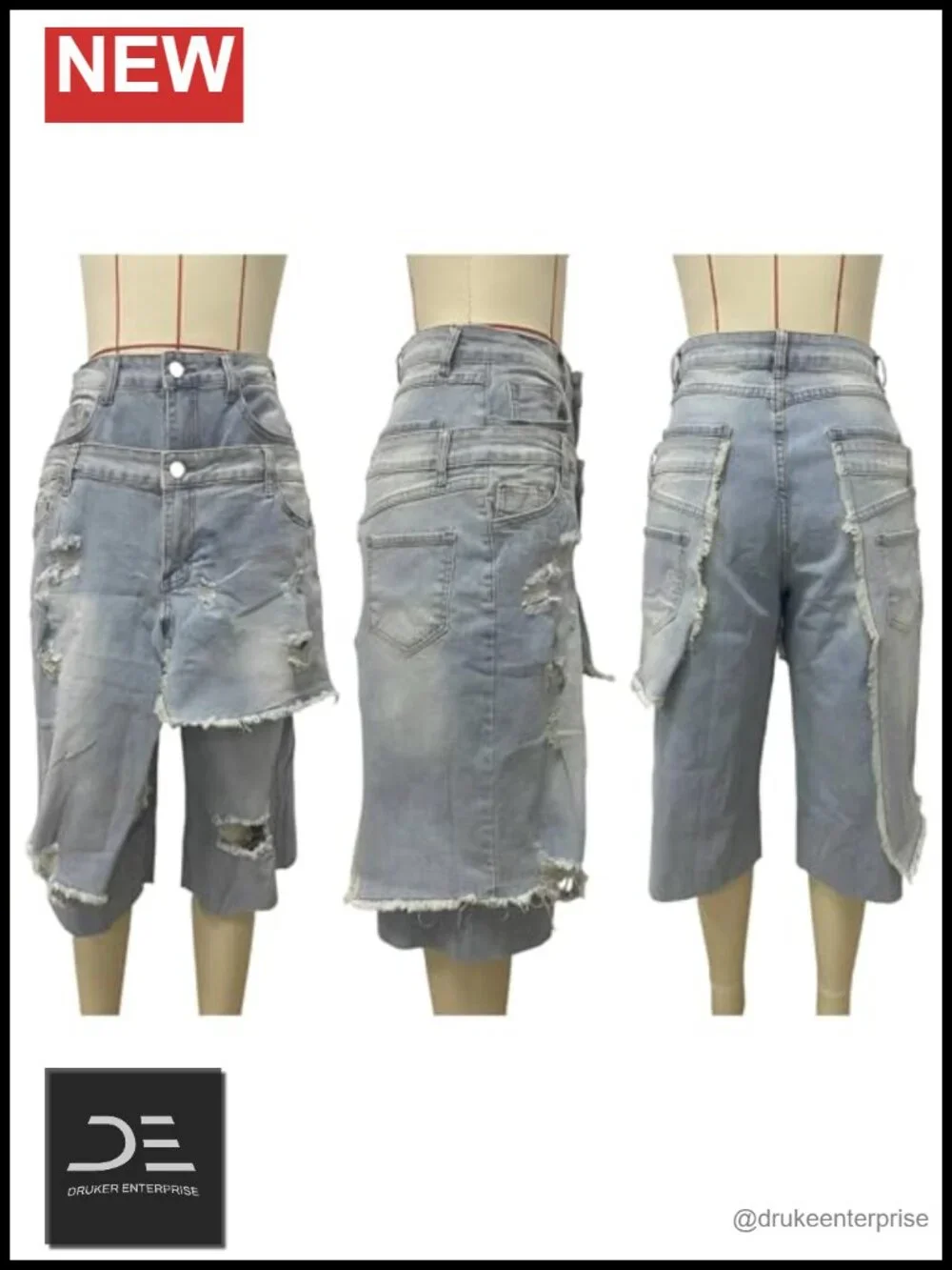 Women Ripped Wide Leg Jean Capris High Waisted Baggy Denim Shorts